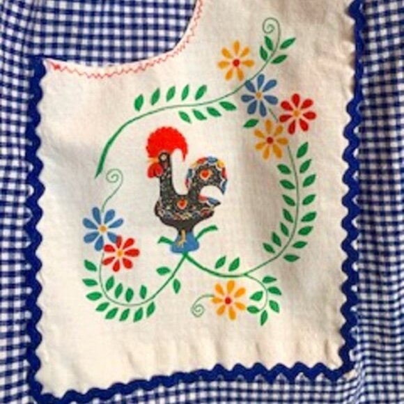 Portuguese 100% Cotton Kitchen Apron Traditional Rooster 2 Large Pockets - Picture 3 of 3